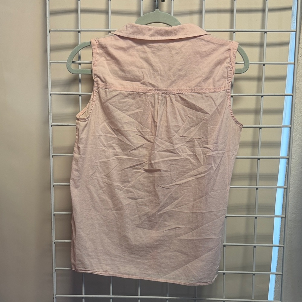 Mango Women's Light Pink Button Down Sleeveless Shirt - Picture 3 of 3